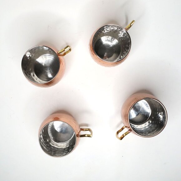 Copper Moscow Mule Mug Set - Hammered Finish 4-Piece Bar Decor Drink Cocktail - Picture 10 of 11